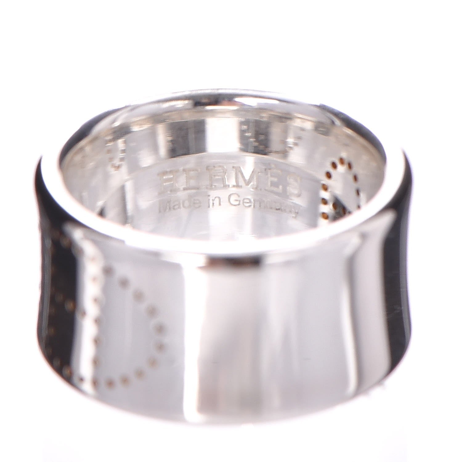 Hermes Sterling Silver Eclipse Ruban Ring GM 52 6 4 of 5