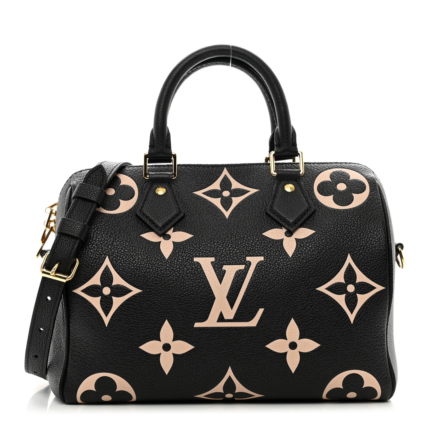 Louis Vuitton Empreinte Monogram Giant Speedy Bandouliere 25 Black Beige 1 of 11