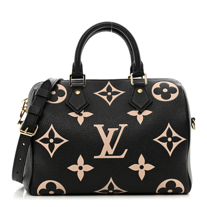 Louis Vuitton Empreinte Monogram Giant Speedy Bandouliere 25 Black Beige 1 of 11