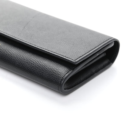 Celine Grained Calfskin Large Flap Wallet Black 8 of 8