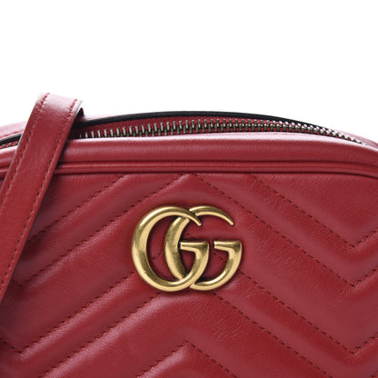 Gucci Calfskin Matelasse Mini GG Marmont Chain Shoulder Bag Hibiscus Red 10 of 11