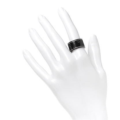 Gucci Black Synthetic Corundum 18K White Gold 12mm Icon Band Ring 54 7 2 of 5