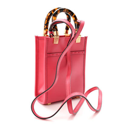 Fendi Vitello King Plexiglass Logo Embossed Mini Fendi Sunshine Shopper Tote Lampone 3 of 9