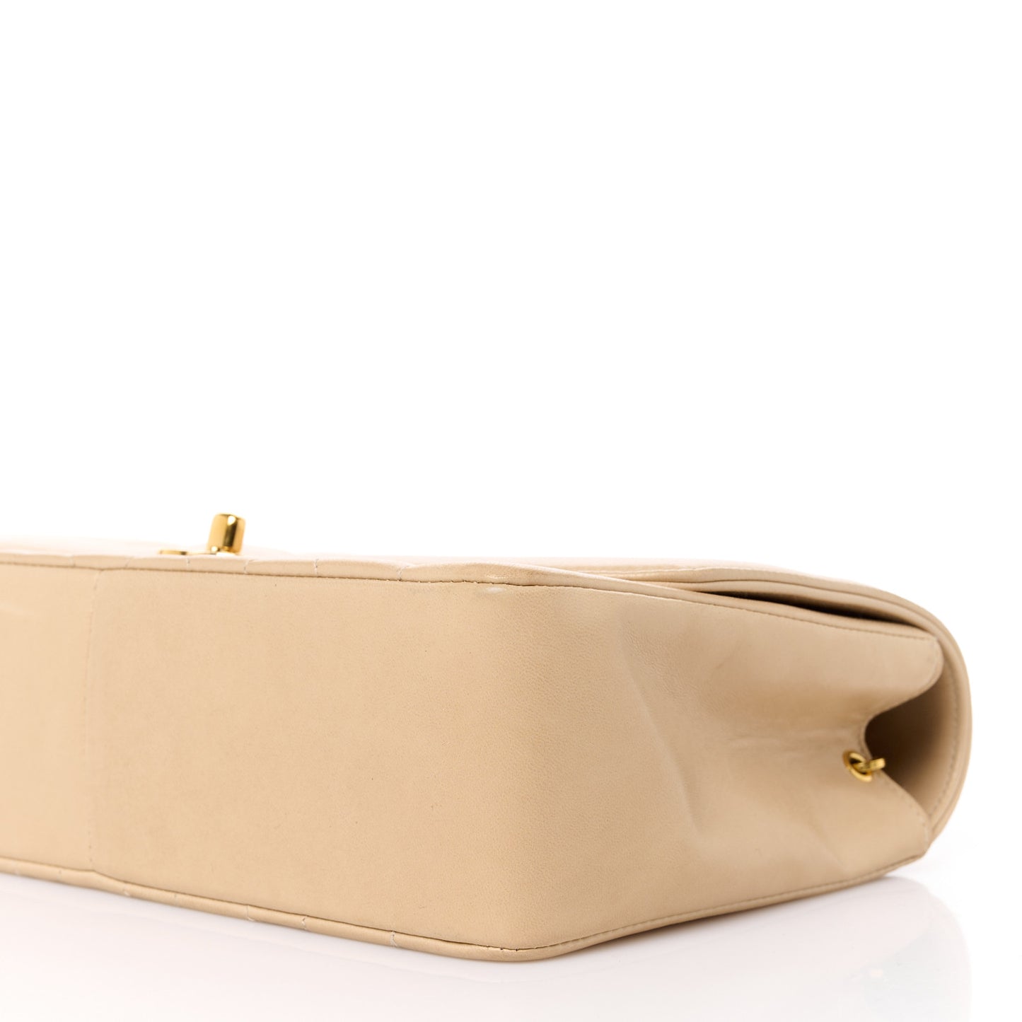 Lambskin Quilted Medium Single Flap Beige