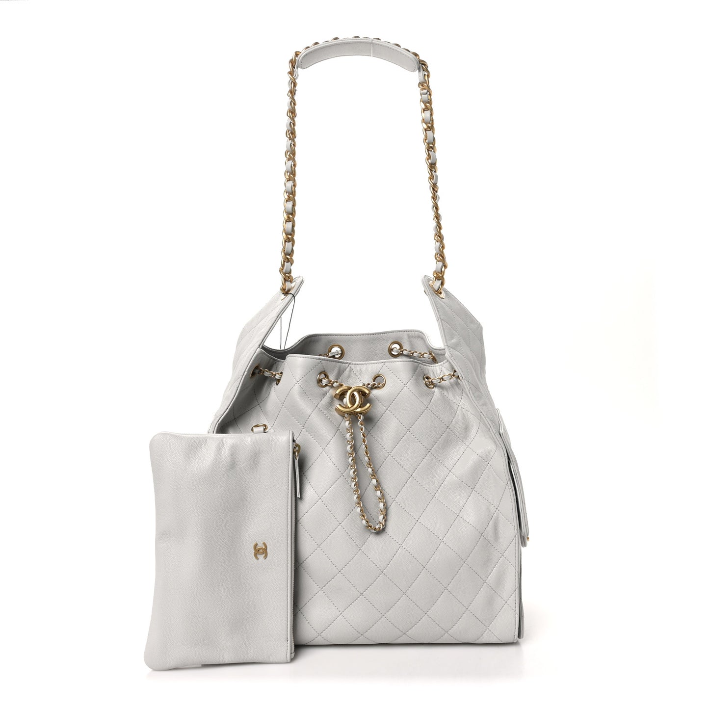 Caviar Quilted Medium Chanel 25 Handbag Light Gray