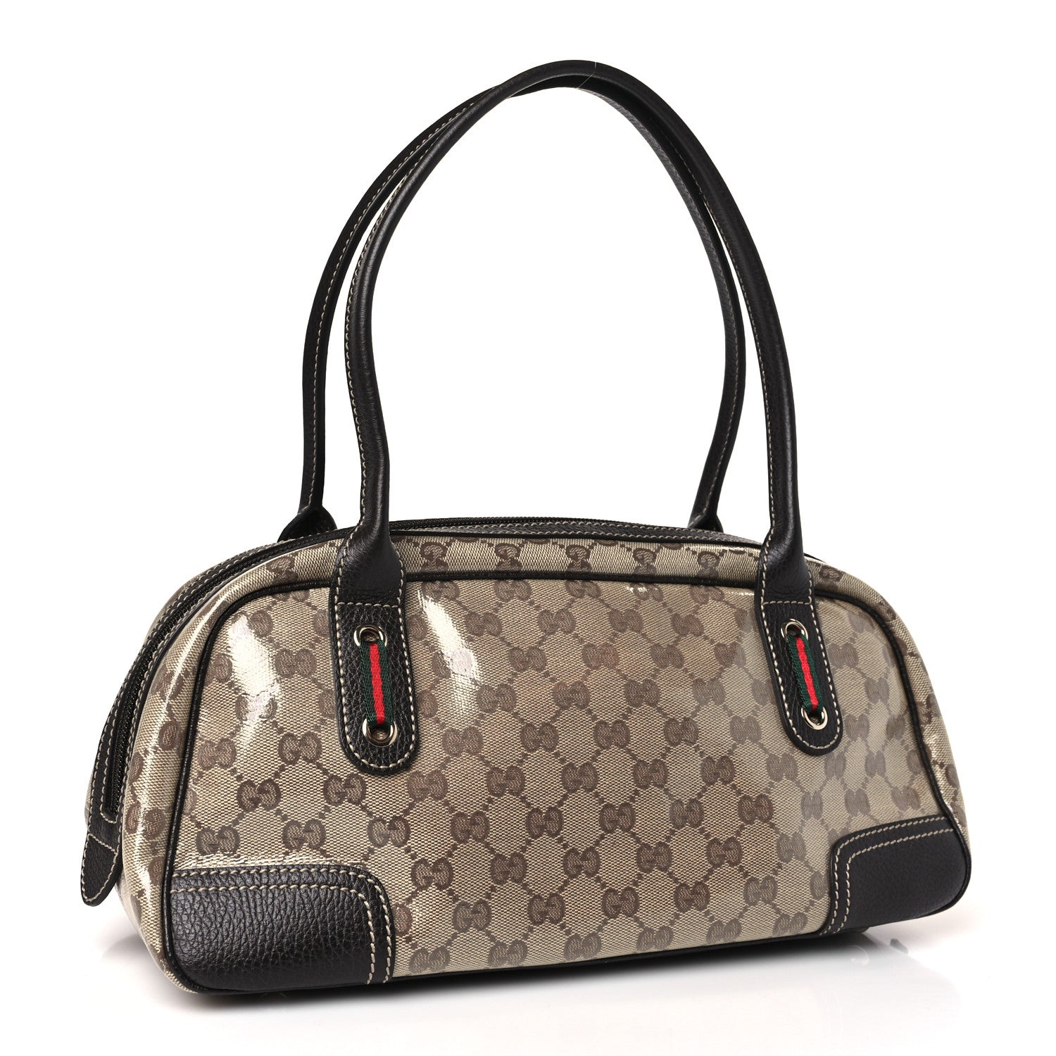 Gucci Crystal Monogram Web Princy Boston Brown 2 of 8