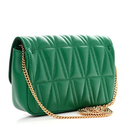 Versace Nappa Quilted Virtus Evening Bag Green 3 of 10