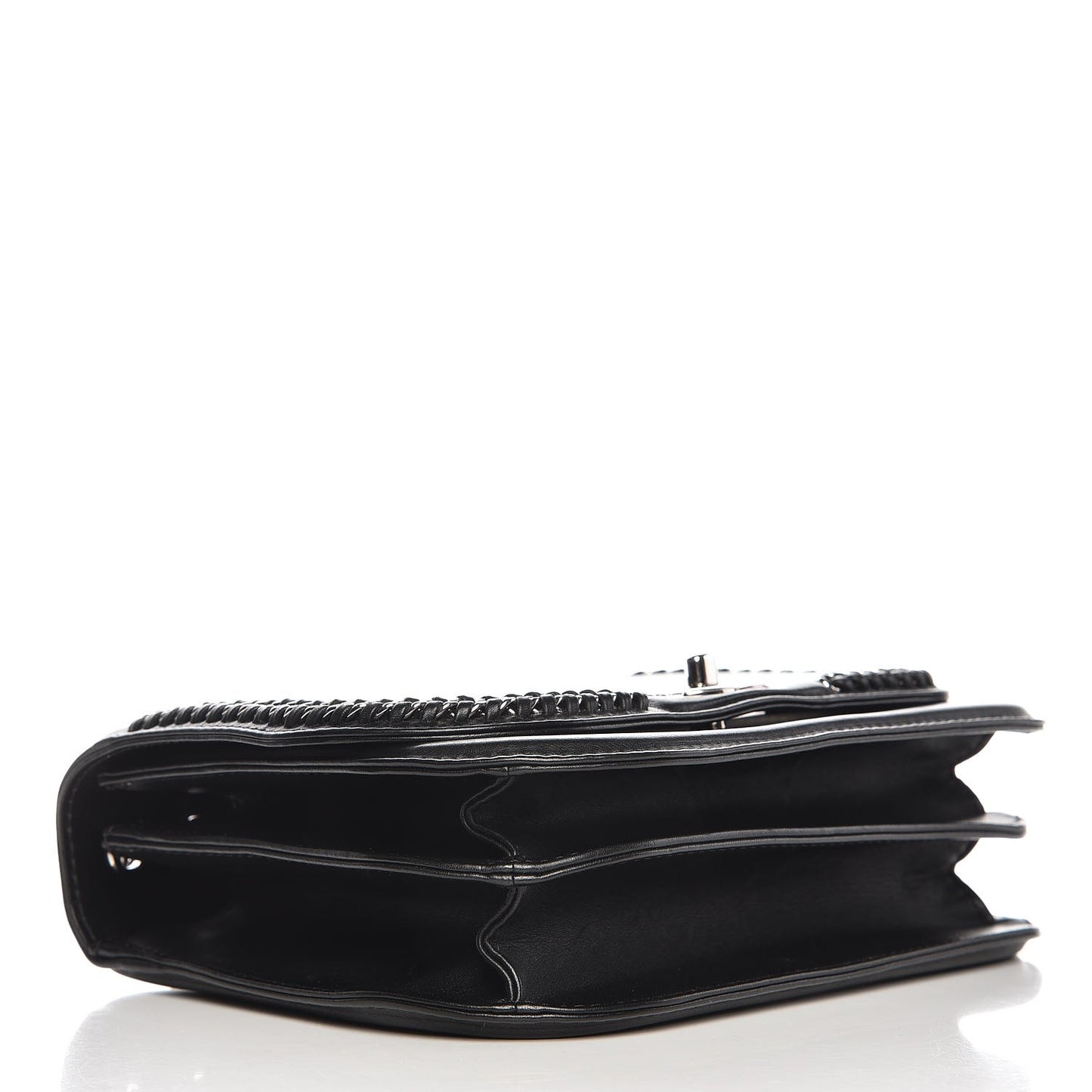 Calfskin Medium Braided Chic Flap Black