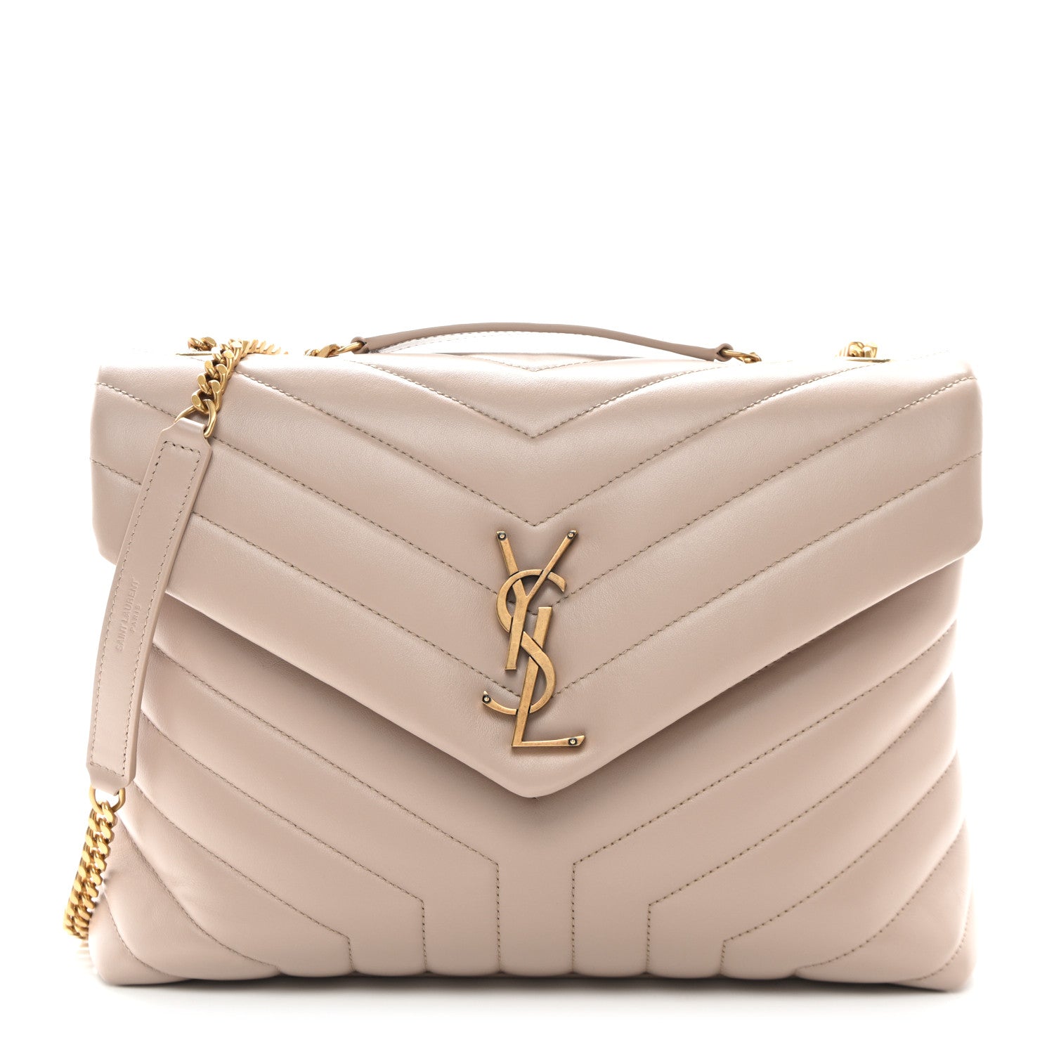 Saint Laurent Calfskin Y Quilted Monogram Medium Loulou Chain Satchel Light Natural 1 of 11