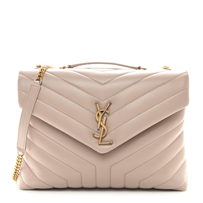 Saint Laurent Calfskin Y Quilted Monogram Medium Loulou Chain Satchel Light Natural 1 of 11