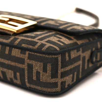 Fendi Fabric Jacquard FF 1974 Mini Baguette Tobacco Moro Black 10 of 11