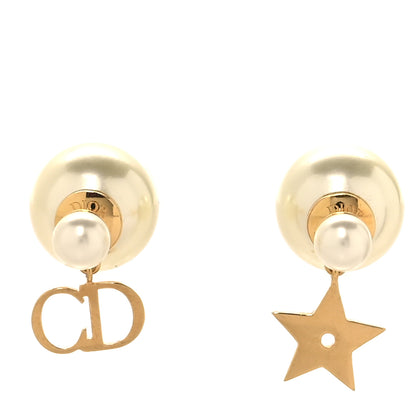 Christian Dior Pearl Mise En Dior Logo Tribal Earrings 1 of 5
