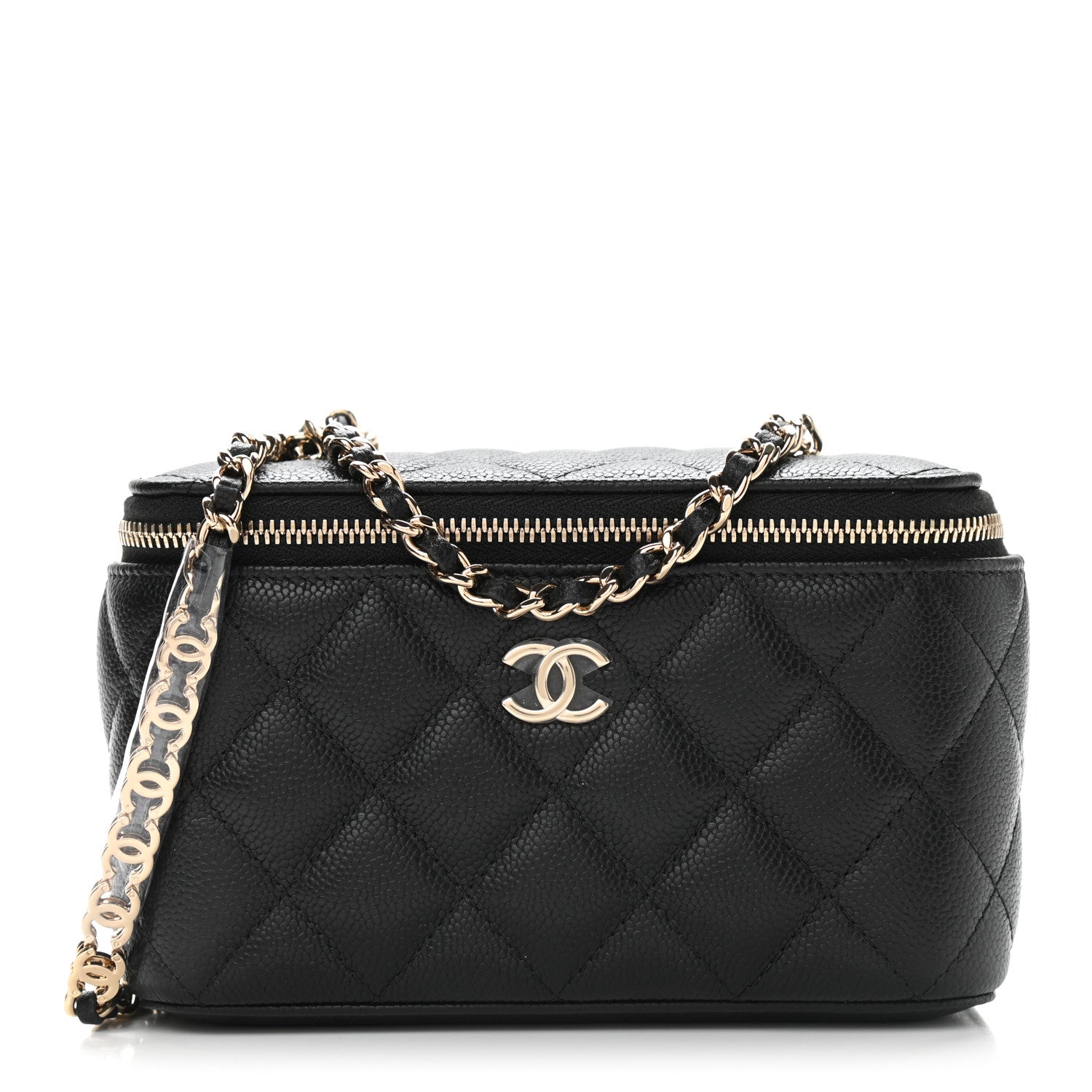 Chanel Caviar Quilted Small Tiny CC Vanity Case With Chain Black 1 of 10
