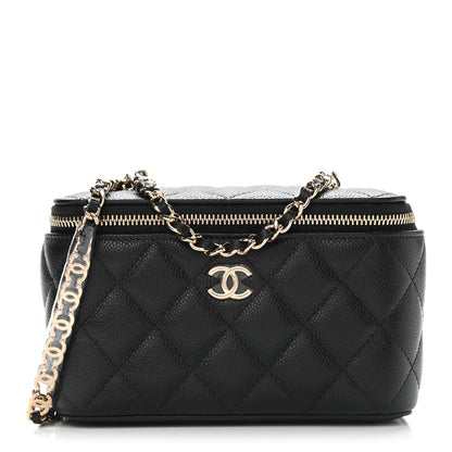 Chanel Caviar Quilted Small Tiny CC Vanity Case With Chain Black 1 of 10