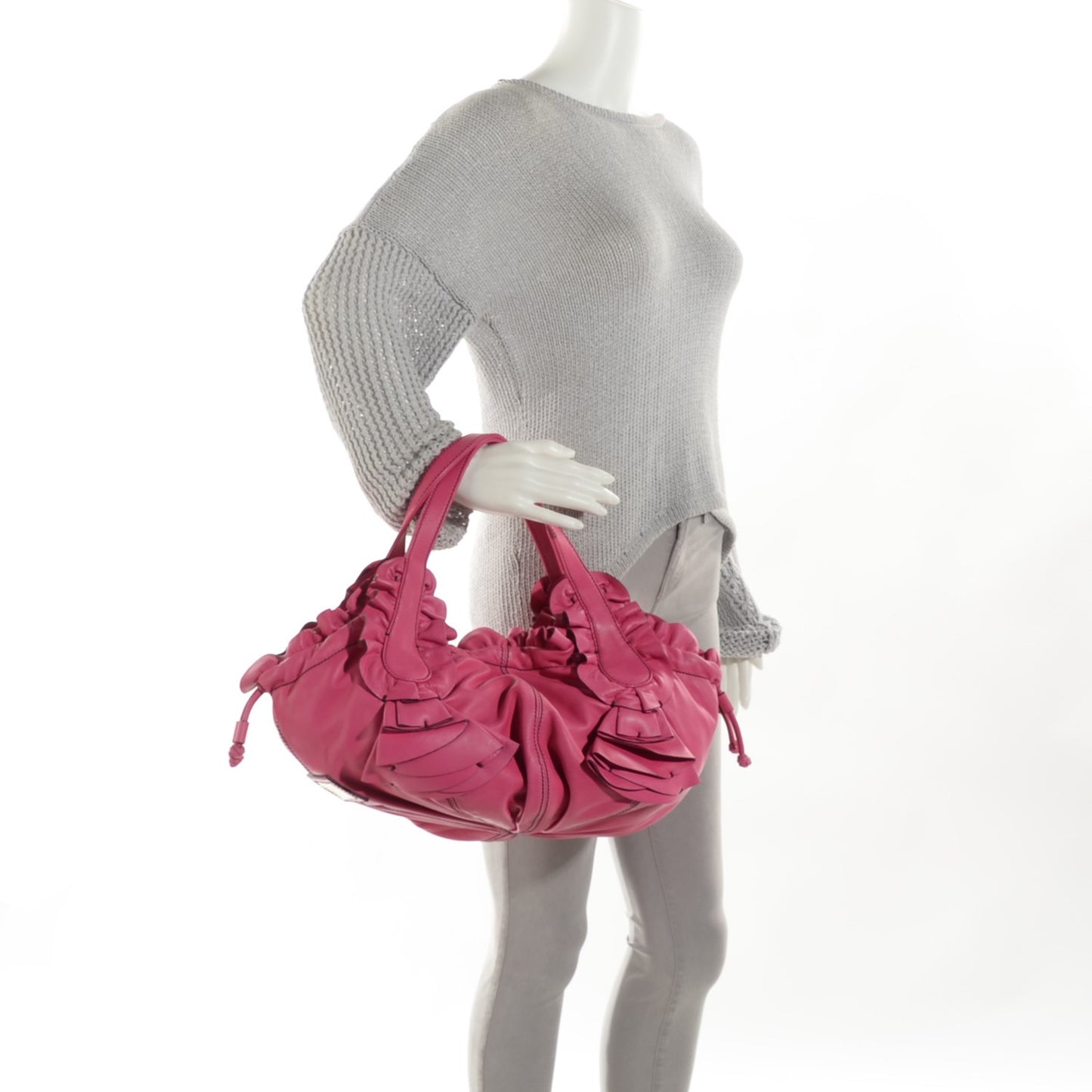 Nappa Ruffle Idylle Tote Fuchsia