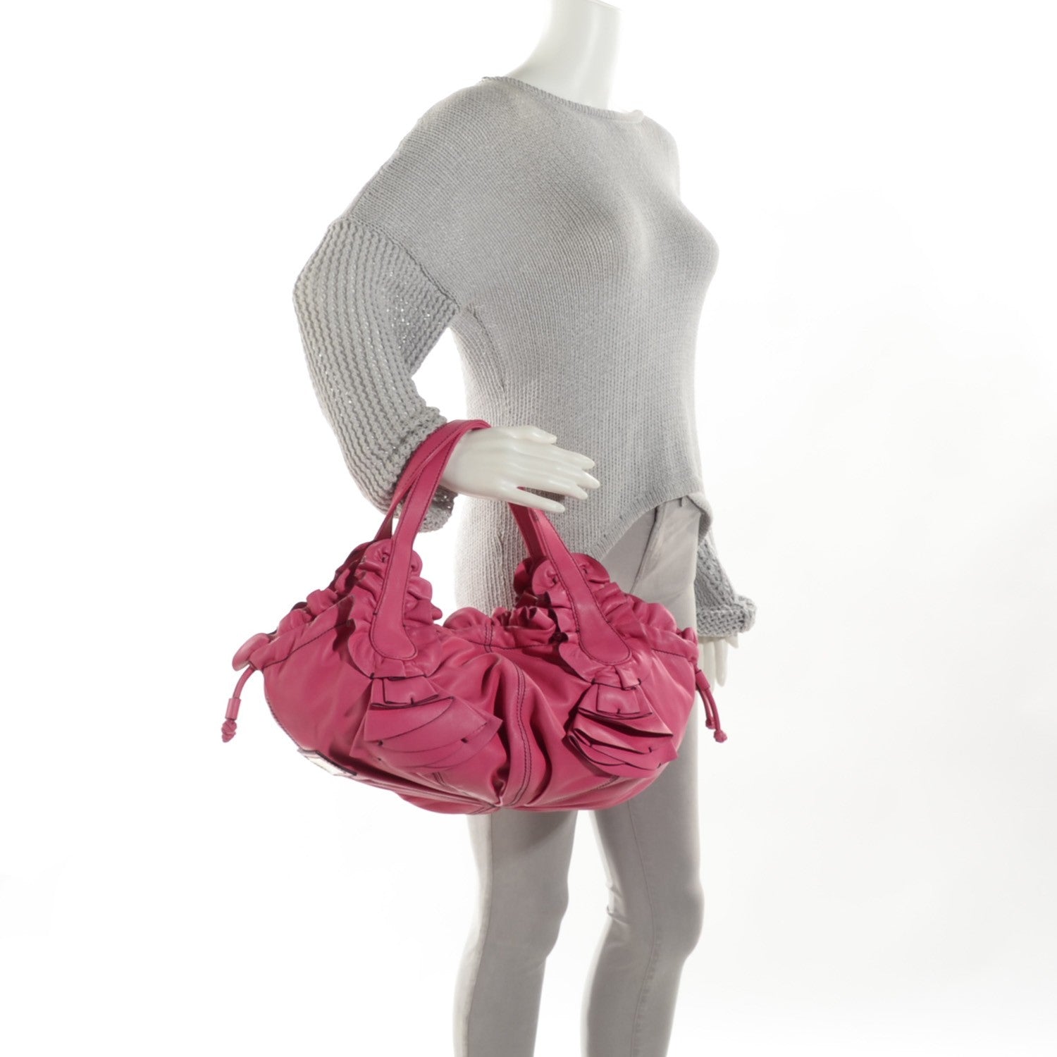 Valentino Garavani Nappa Ruffle Idylle Tote Fuchsia 2 of 8