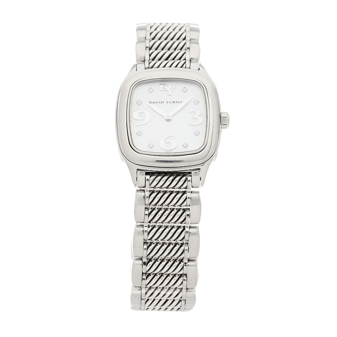 David Yurman Stainless Steel Diamond Mother of Pearl 25mm Thoroughbred Quartz Watch 1 of 4