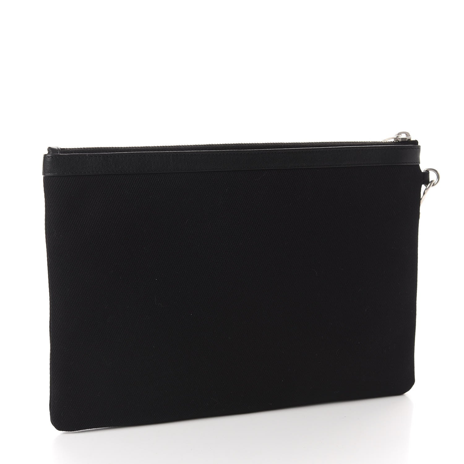 Saint Laurent Linen Canvas Rive Gouche Zipped Pouch Black 3 of 8