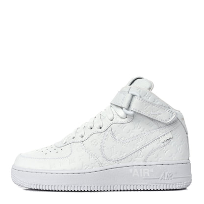 Louis Vuitton X NIKE AIR FORCE 1 Calfskin Monogram Mens Mid Sneakers 6 White 1 of 9
