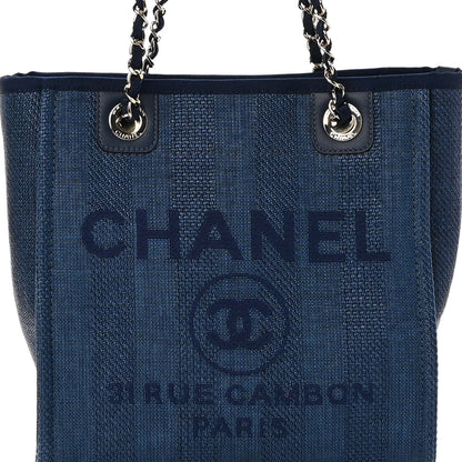 Chanel Mixed Fibers Mini Deauville Tote Navy Blue 7 of 10