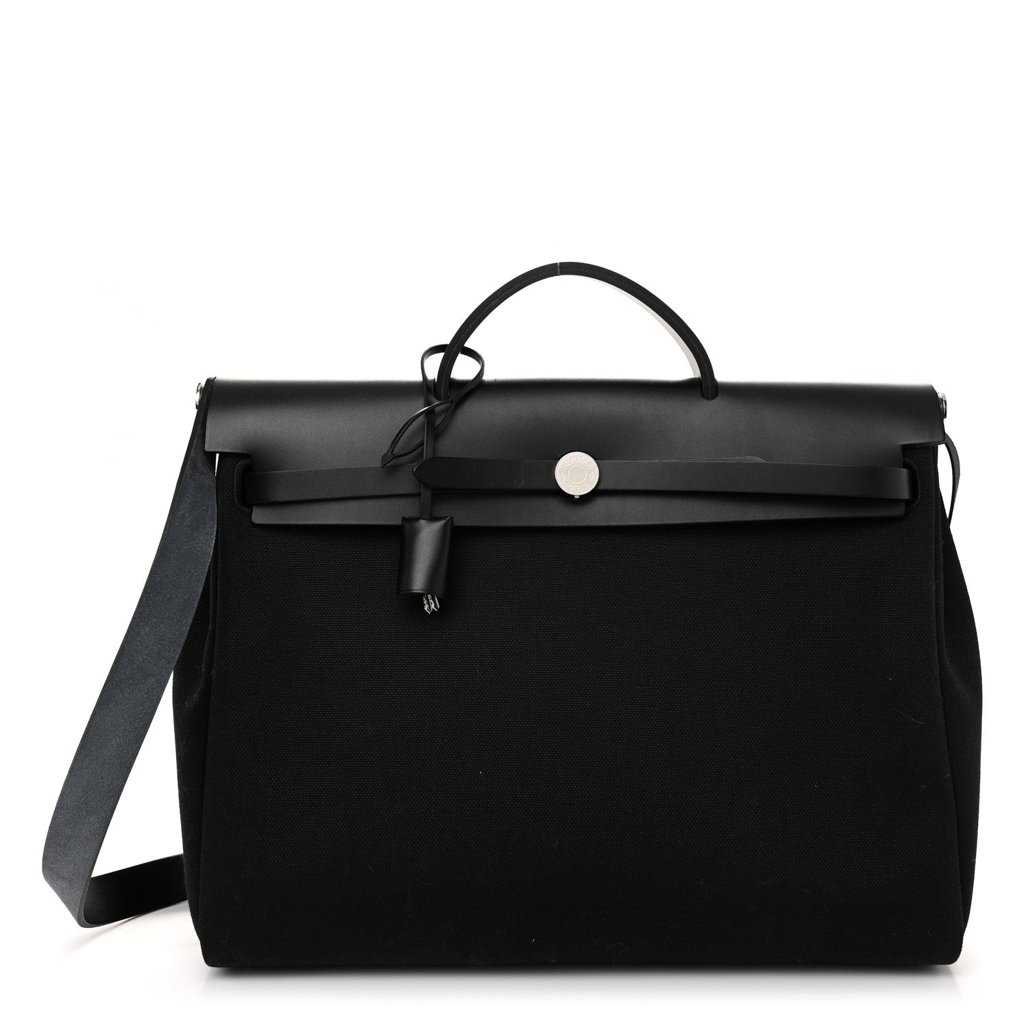 Hermes Military Toile Vache Hunter Herbag Messenger 39 Black 1 of 12