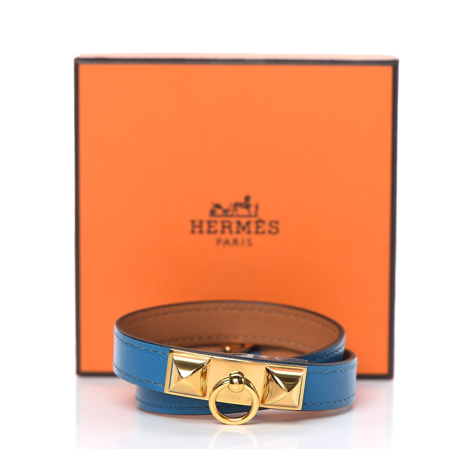 Hermes Tadelakt Rivale Double Tour Bracelet M Bleu Izmir 8 of 8