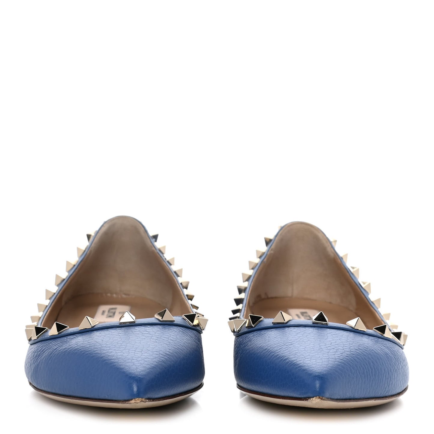 Pebbled Calfskin Rockstud Ballerina Flats 41 Baltique