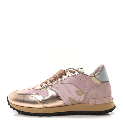 Valentino Garavani Metallic Nappa Suede Camouflage Womens Rockrunner Sneakers 36 Multicolor 1 of 9