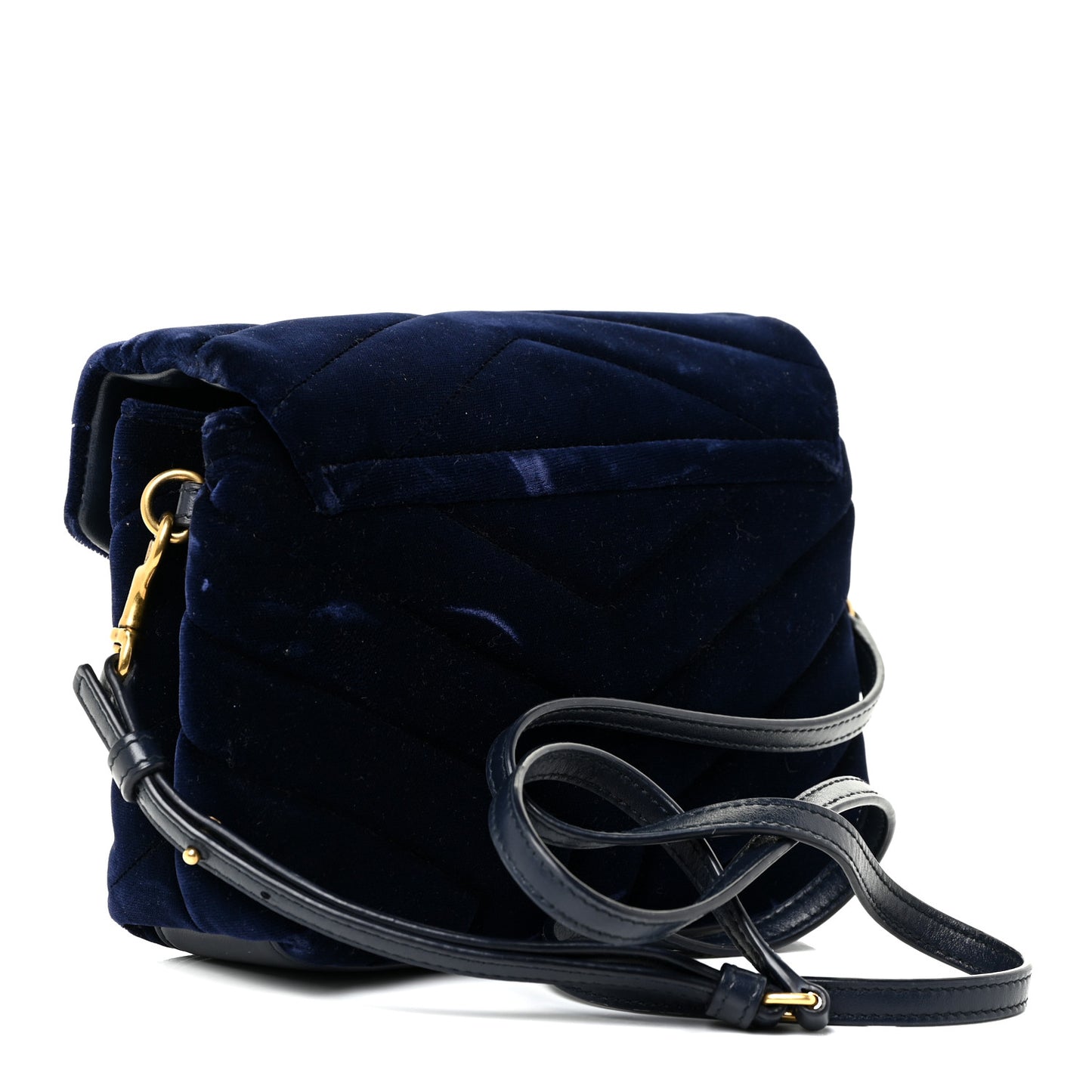 Velvet Y Quilted Monogram Toy Loulou Crossbody Bag Navy