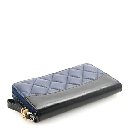Chanel Aged Calfskin Quilted Small Gabrielle Zip Around Wallet Blue Black 4 of 9