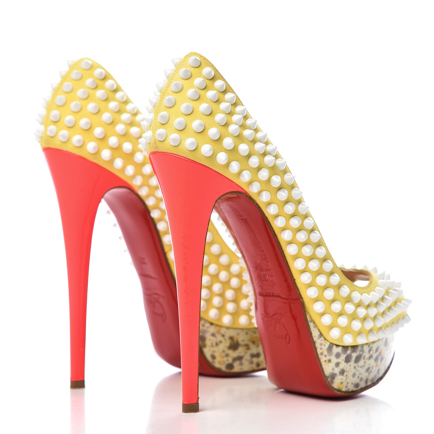 Christian Louboutin Veau Velours Lady Peep Spikes 150 Pumps 37 Sun 4 of 10