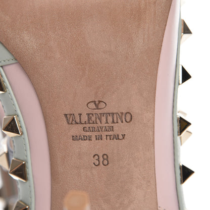 Valentino Garavani Nappa Watercolor Rockstud Ankle Strap 100mm Pumps 38 Rose Green Yellow Sky 8 of 9