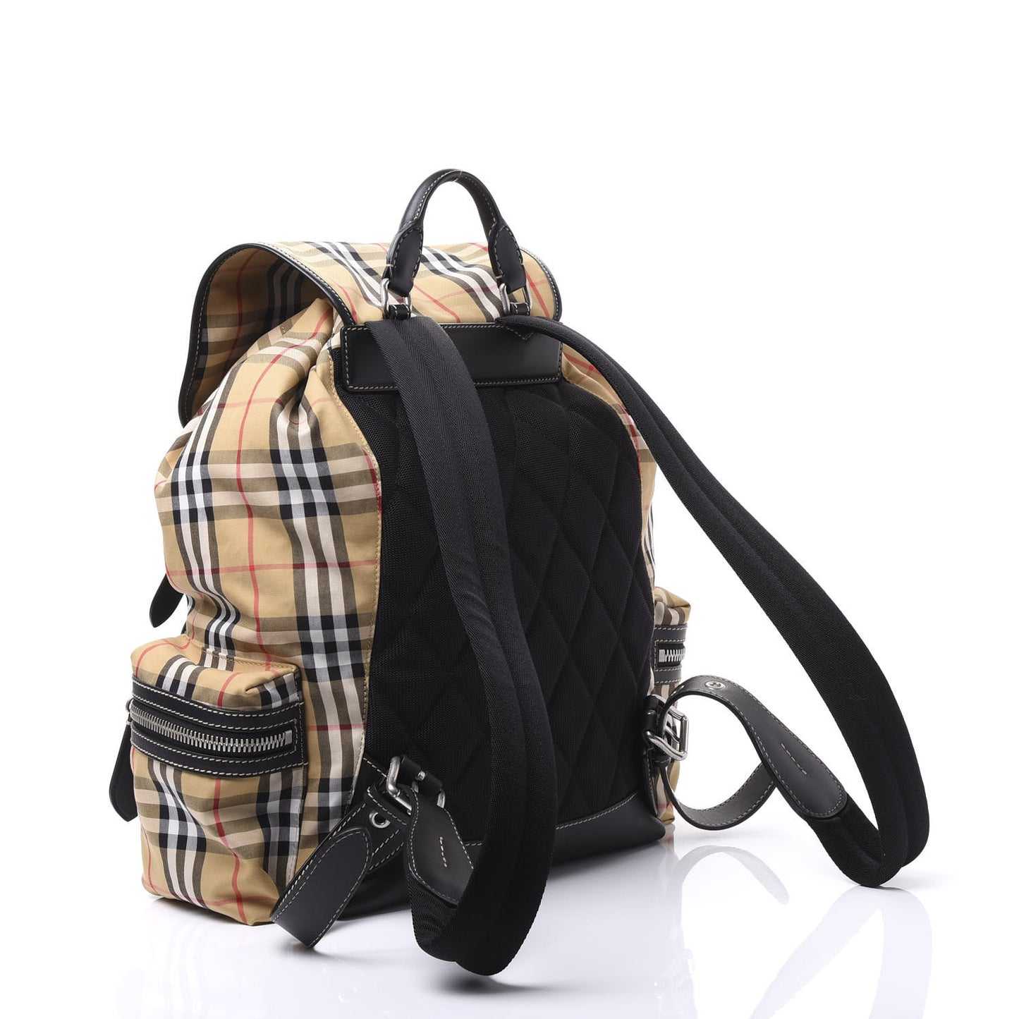 Canvas Vintage Check Large Rucksack Backpack Antique Yellow
