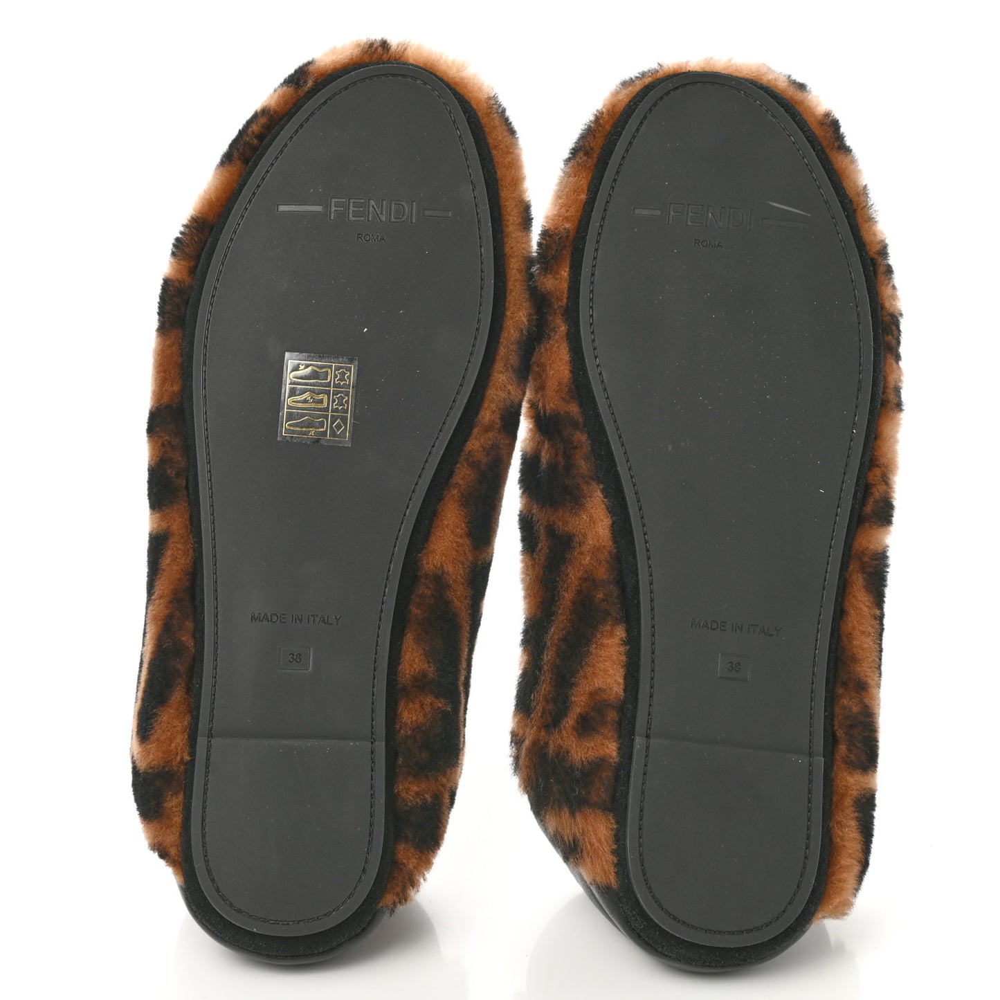 Shearling Nappa FF Slippers 38 Tobacco Black