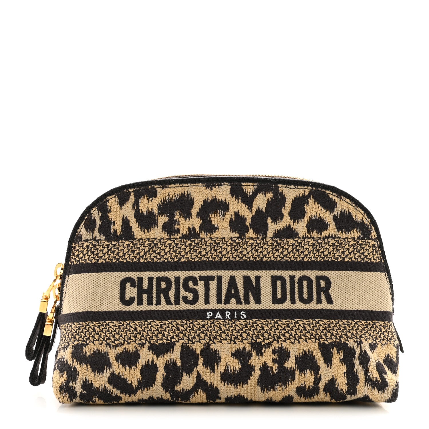 Christian Dior Canvas Leopard Print Cosmetic Pouch Beige 1 of 7
