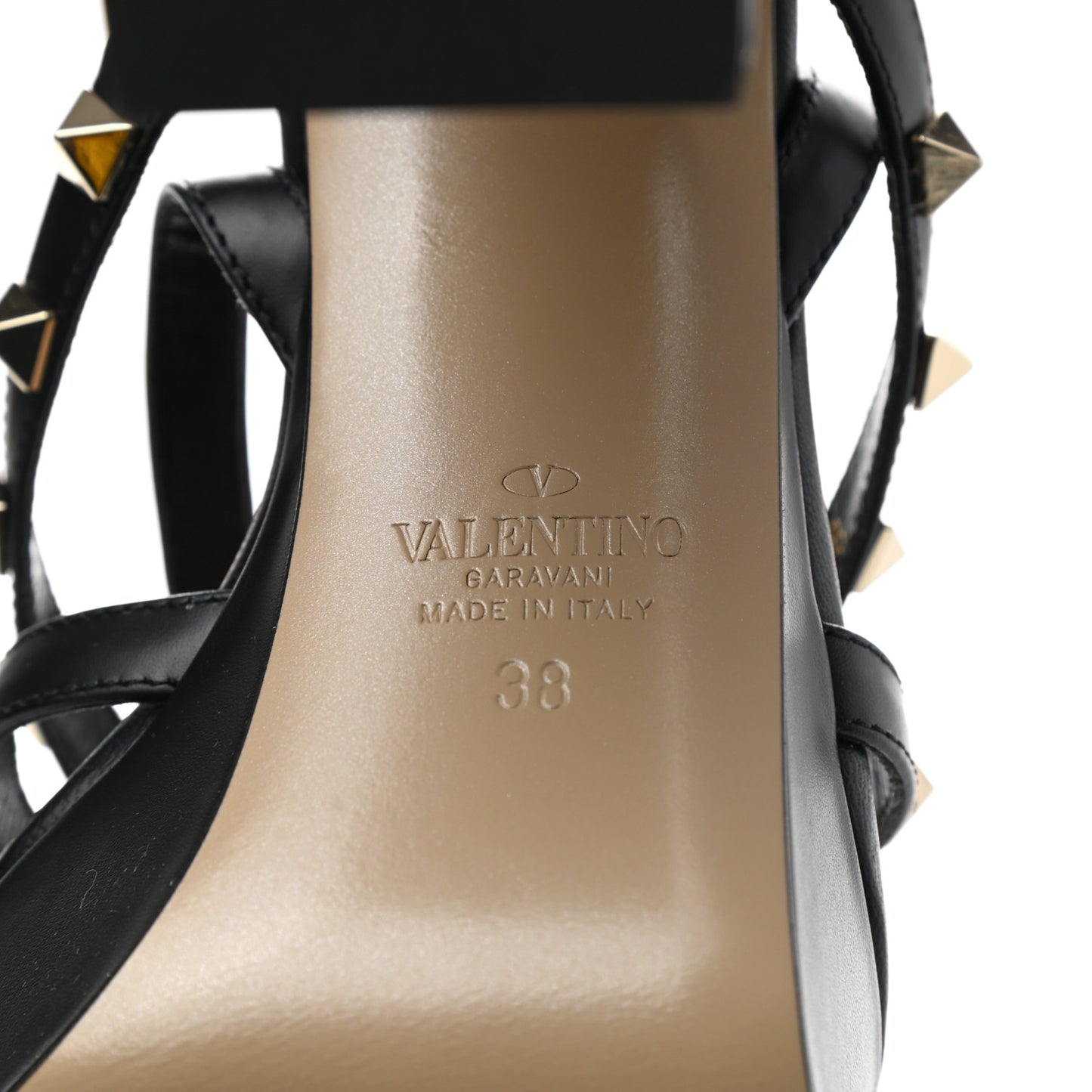 Calfskin Nappa Rockstud 35/115mm Platform Sandals 38 Black