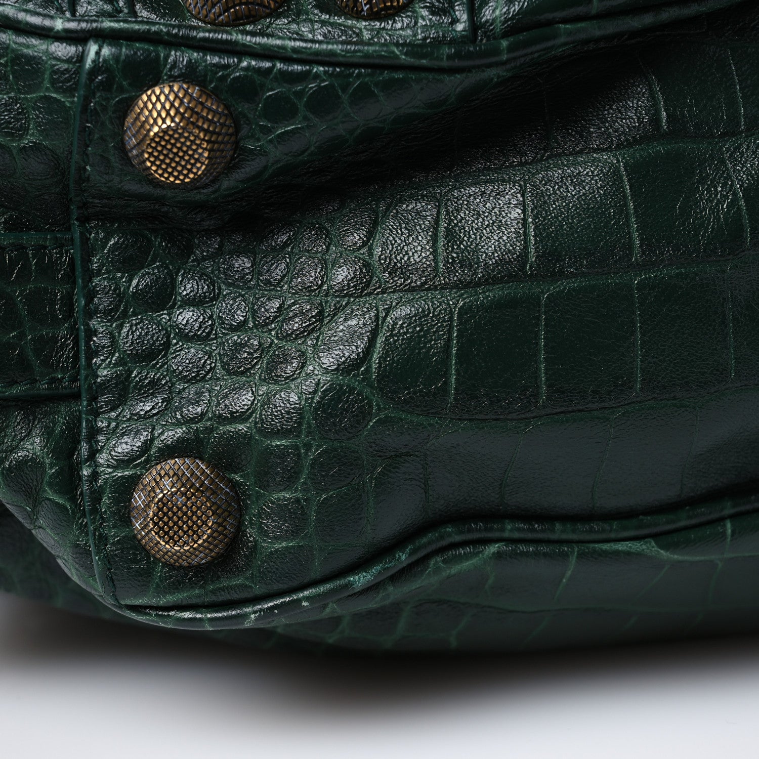 Balenciaga Extra Supple Calfskin Monochrome Crocodile Embossed Medium Le Cagole Shoulder Bag Forest Green 12 of 13