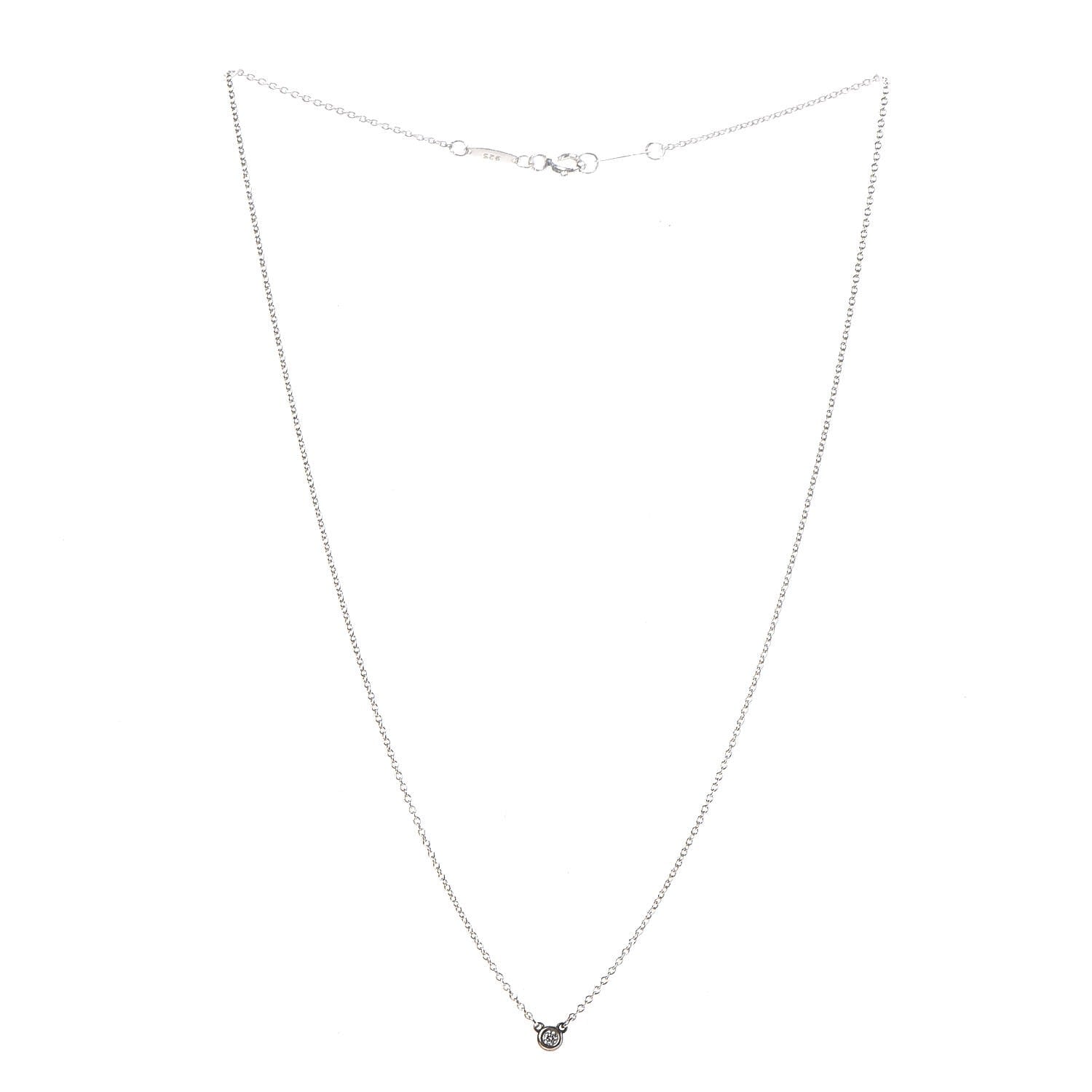 Tiffany Sterling Silver Diamond .03ct Elsa Peretti Diamonds by the Yard Pendant Necklace 3 of 9