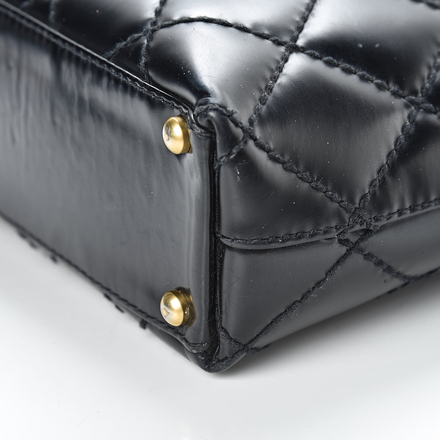 Calfskin Quilted Small Surpique Stitch Tote Black