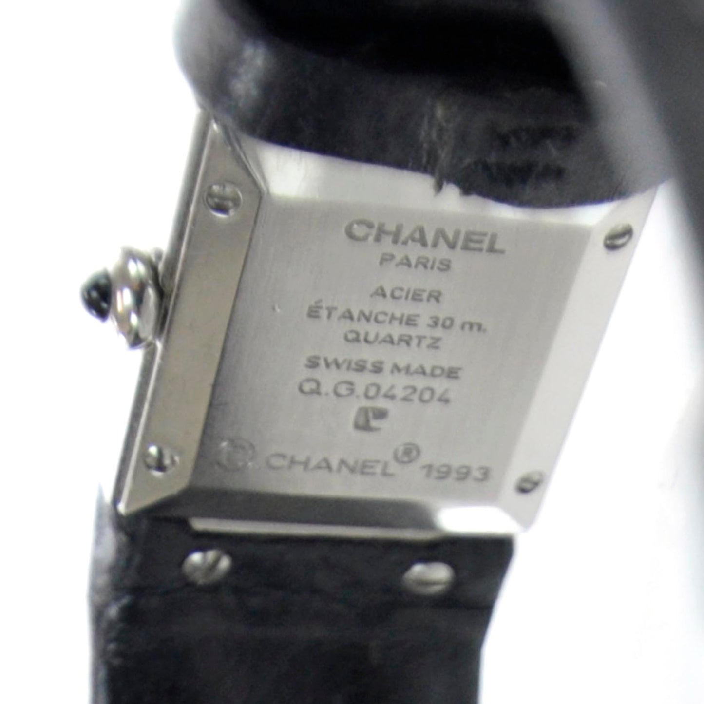 Stainless Steel Calfskin 19mm Quilted Matelasse Quartz Watch Black