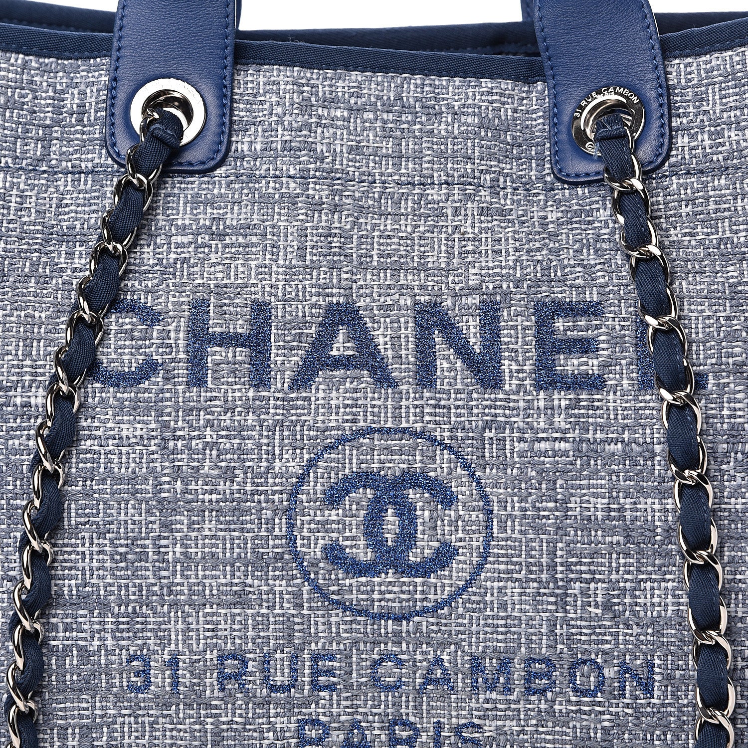 Chanel Canvas Large Deauville Tote Blue 9 of 11