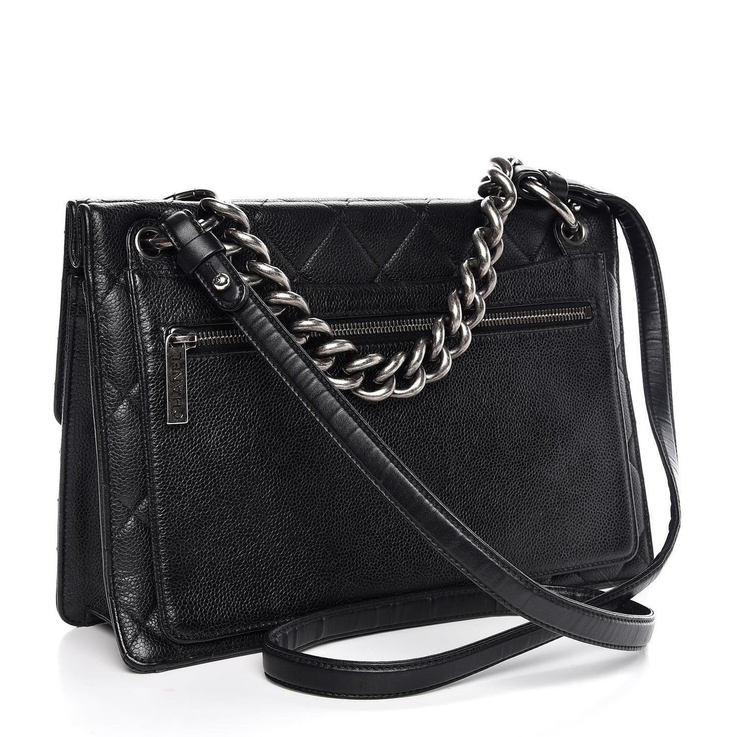 Caviar Quilted Large Retro Class Flap Black