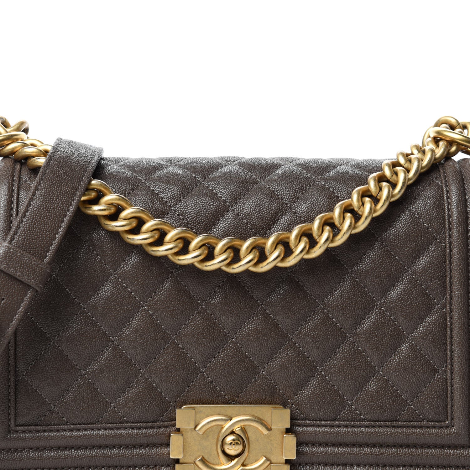 Chanel Caviar Quilted Medium Boy Flap Khaki 10 of 11