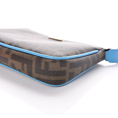 Fendi Zucca Spalmati Vitello Elite Pochette Tobacco Turchese 9 of 10
