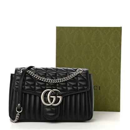 Gucci Calfskin Matelasse Aria Medium GG Marmont Shoulder Bag Black 12 of 12