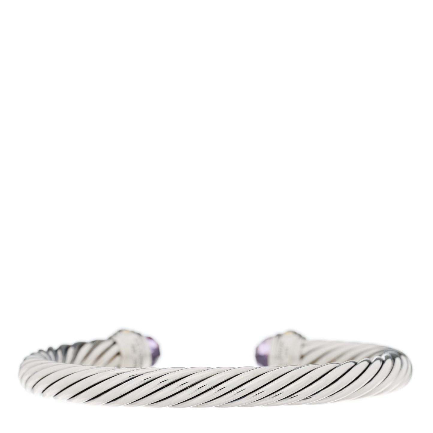 Sterling Silver 14K Yellow Gold Amethyst 7mm Cable Classics Bracelet