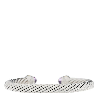 David Yurman Sterling Silver 14K Yellow Gold Amethyst 7mm Cable Classics Bracelet 2 of 4