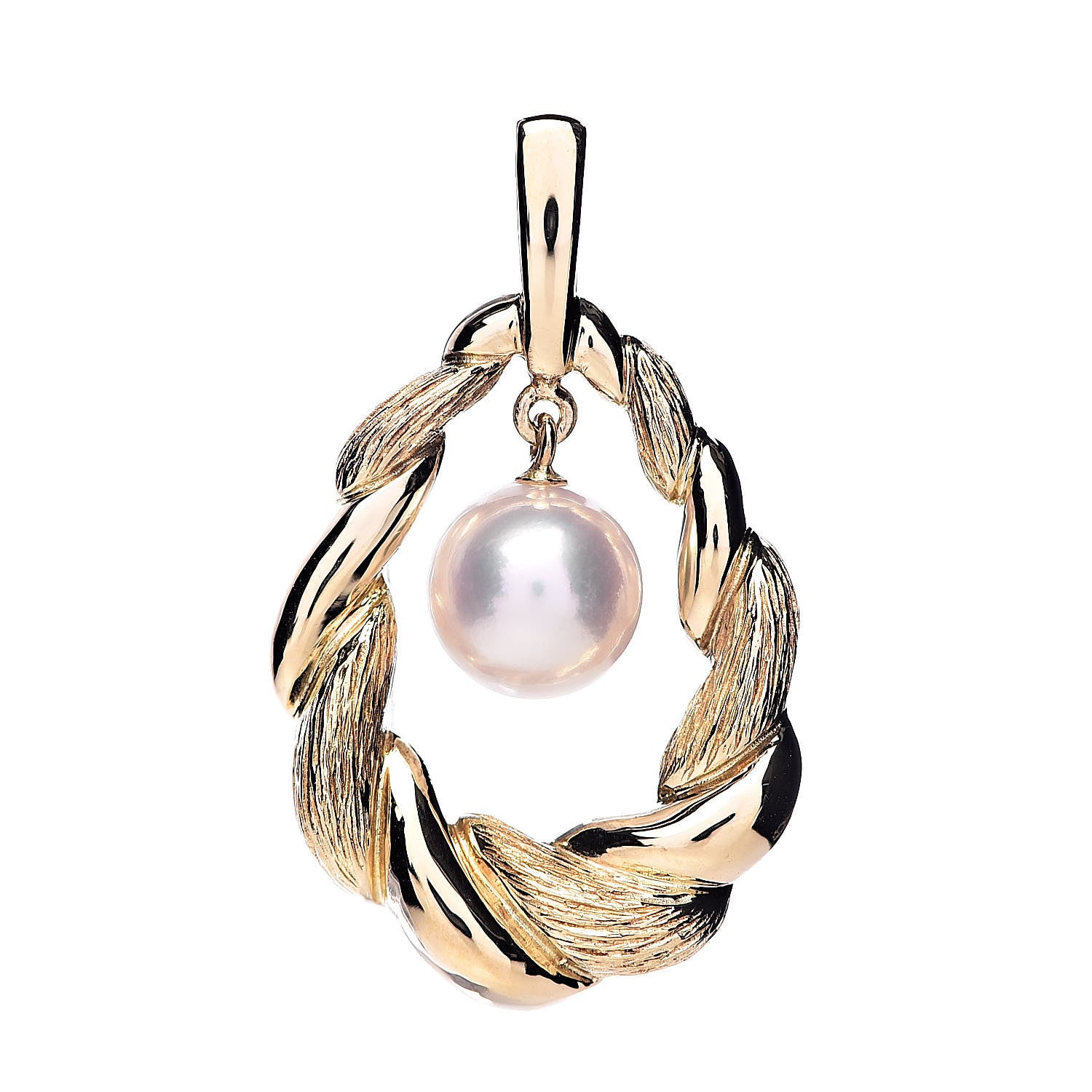 Mikimoto 18K Yellow Gold Akoya Pearl 7mm Drop Pendant 1 of 4