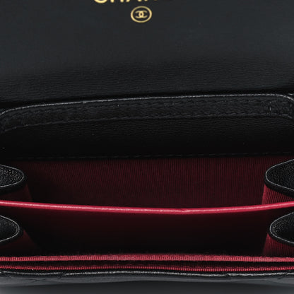 Chanel Shiny Goatskin Quilted Chanel 19 Flap Coin Purse With Chain Black 4 of 4