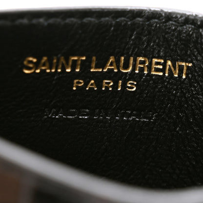 Saint Laurent Calfskin Crocodile Embossed Monogram Credit Card Case Black 6 of 7